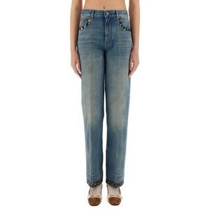 Valentino Straight-Fit Denim Pants With Colorful Embellishments - NWT